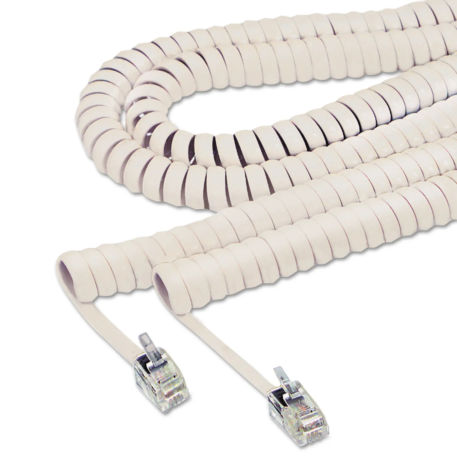 PHONE CORD COILED 12FT IVORY
